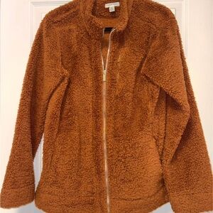 Calvin Klein Teddy Zip-Up Jacket in Rust